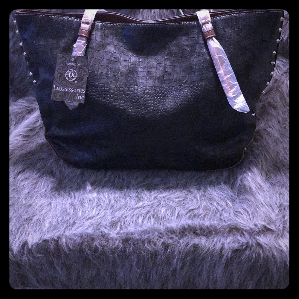Black vegan leather purse